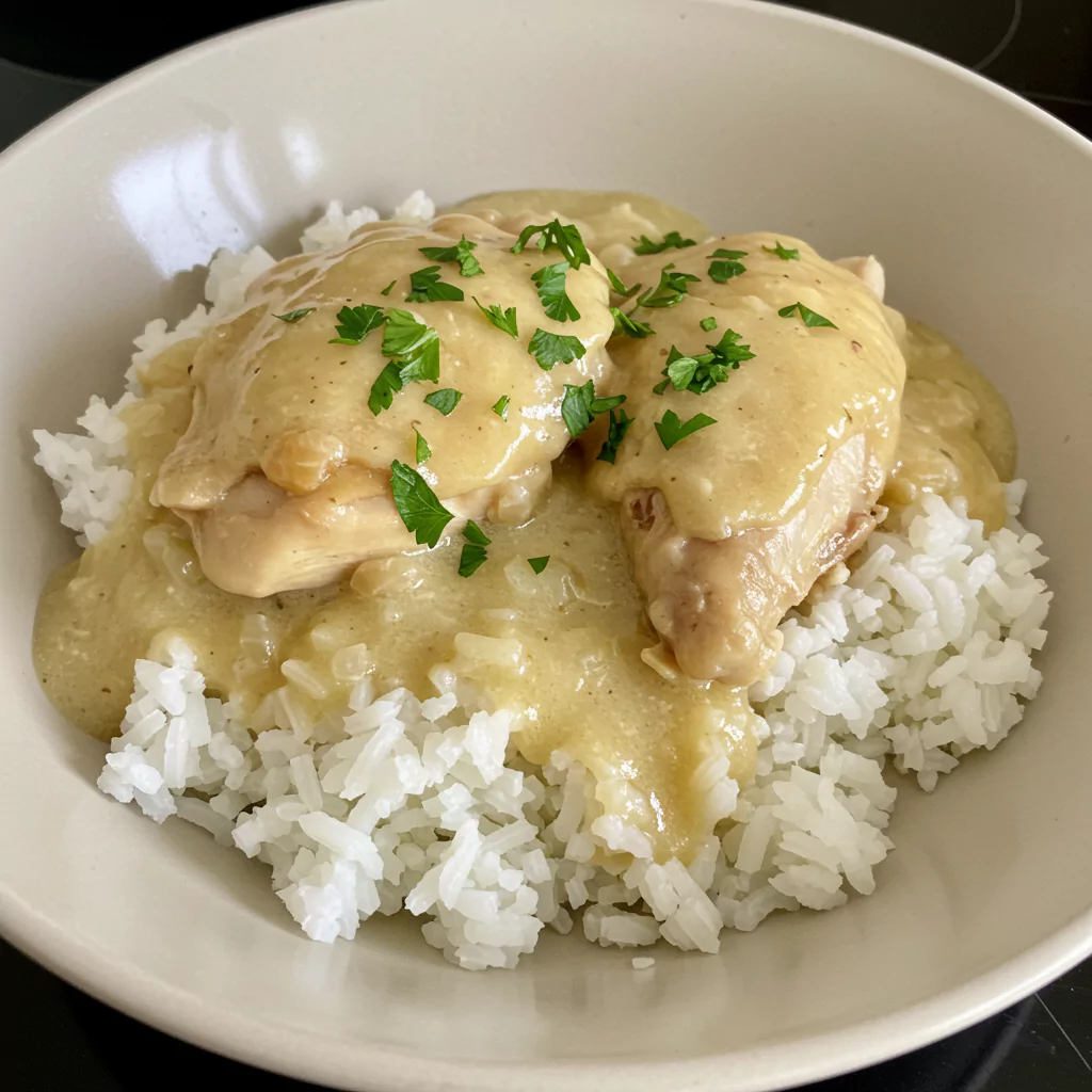 smothered chicken and rice