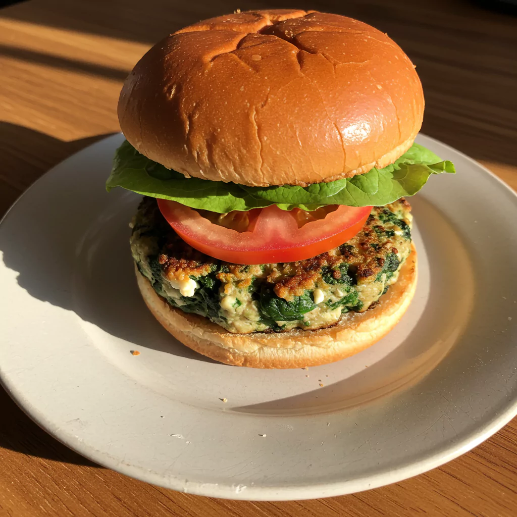 Chicken Burgers with Feta Cheese and Spinach