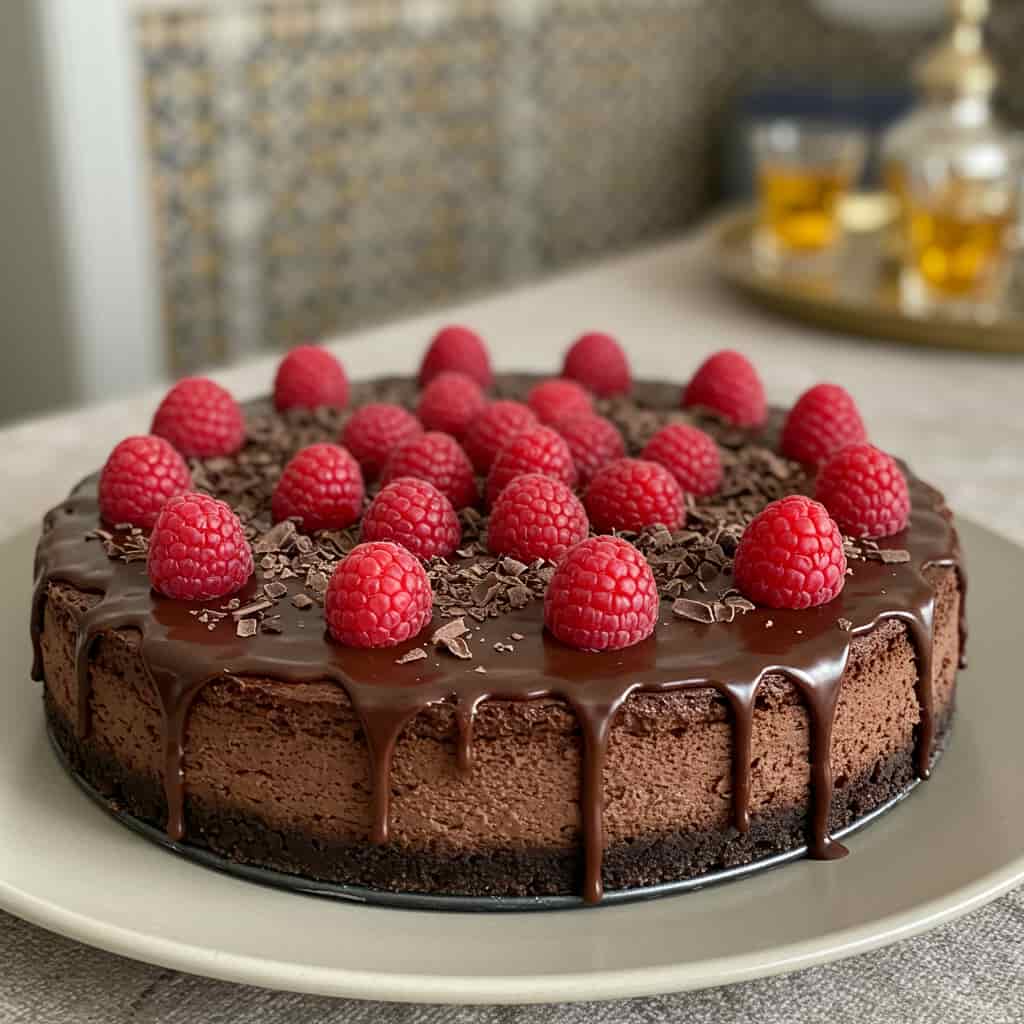 Dark Chocolate Raspberry Cheesecake