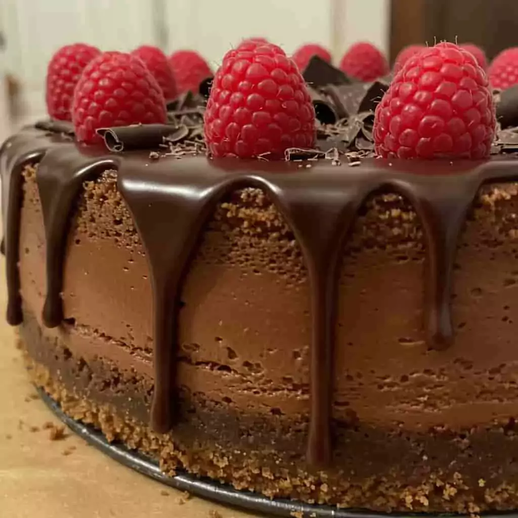 Dark Chocolate Raspberry Cheesecake