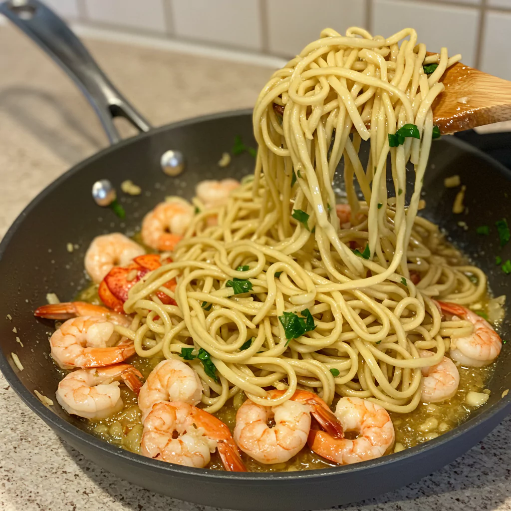 garlic butter shrimp & lobster ramen