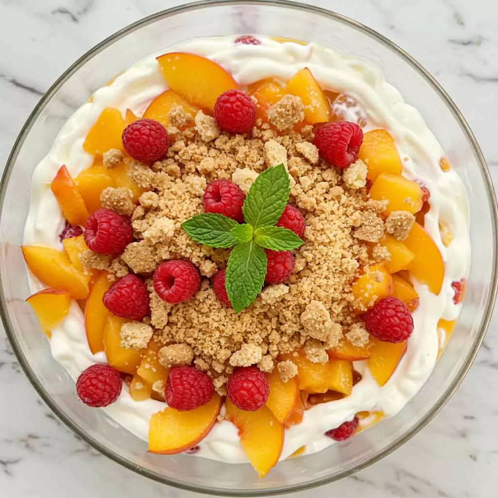 Peach Cobbler Cheesecake Fruit Salad