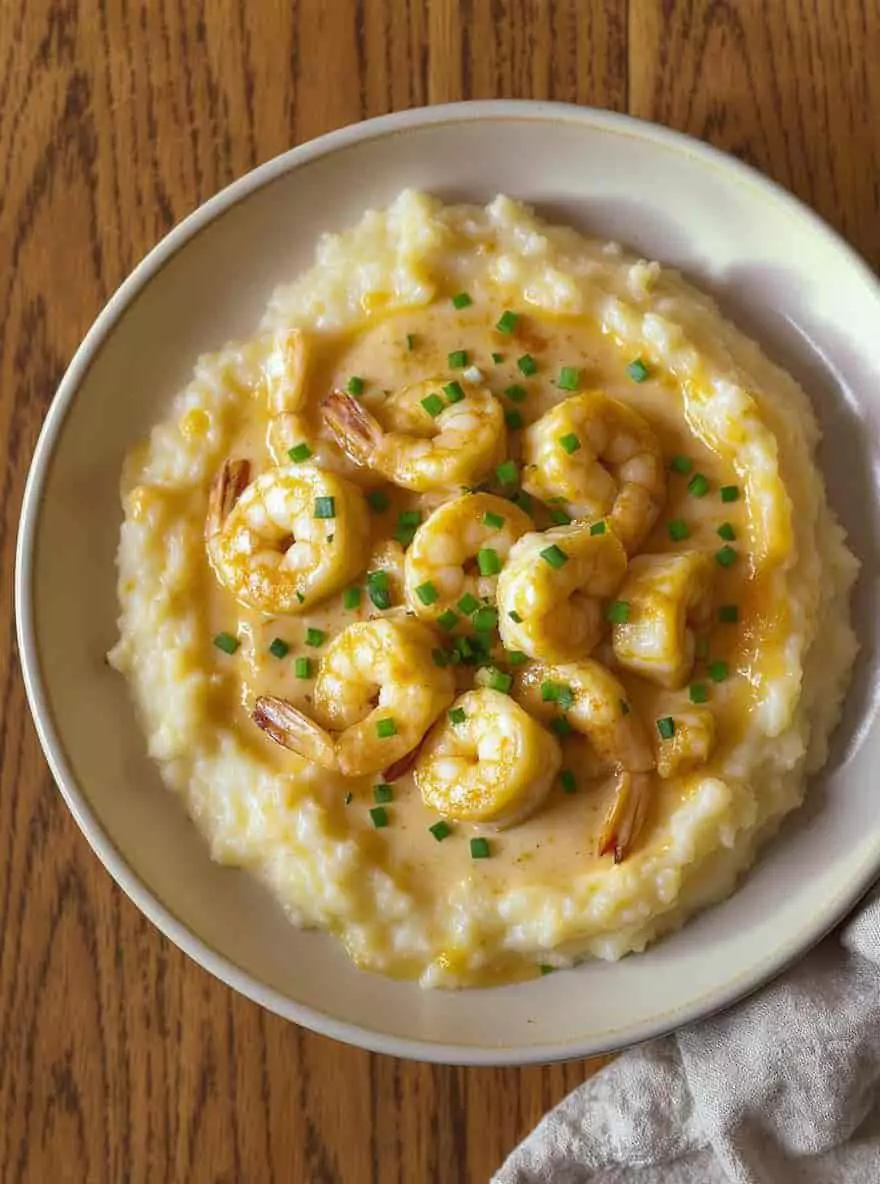 Creamy Garlic Shrimp Over Mashed Potatoes
