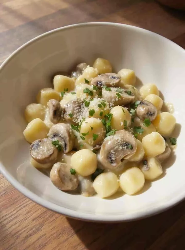 Mushroom Gnocchi in Herby Cream Sauce