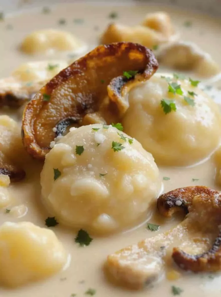 Mushroom Gnocchi in Herby Cream Sauce