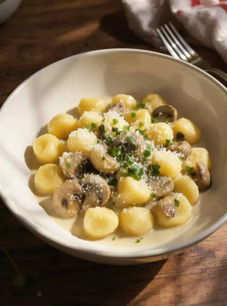 Mushroom Gnocchi in Herby Cream Sauce
