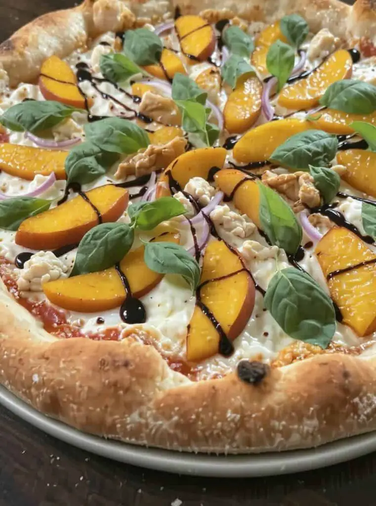 Chicken Peach Ricotta Pizza