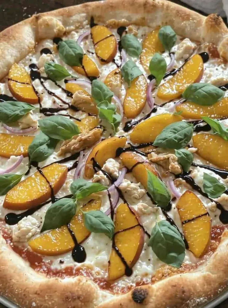 Chicken Peach Ricotta Pizza