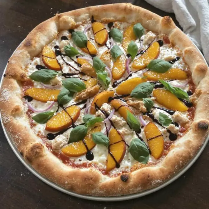 Chicken Peach Ricotta Pizza