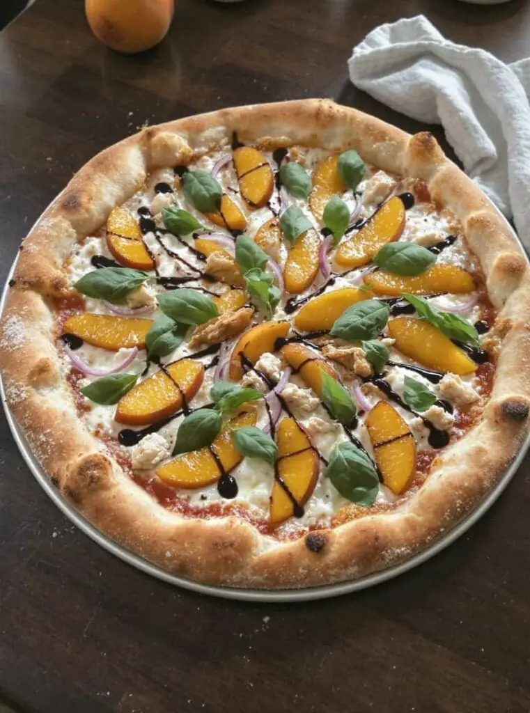 Chicken Peach Ricotta Pizza