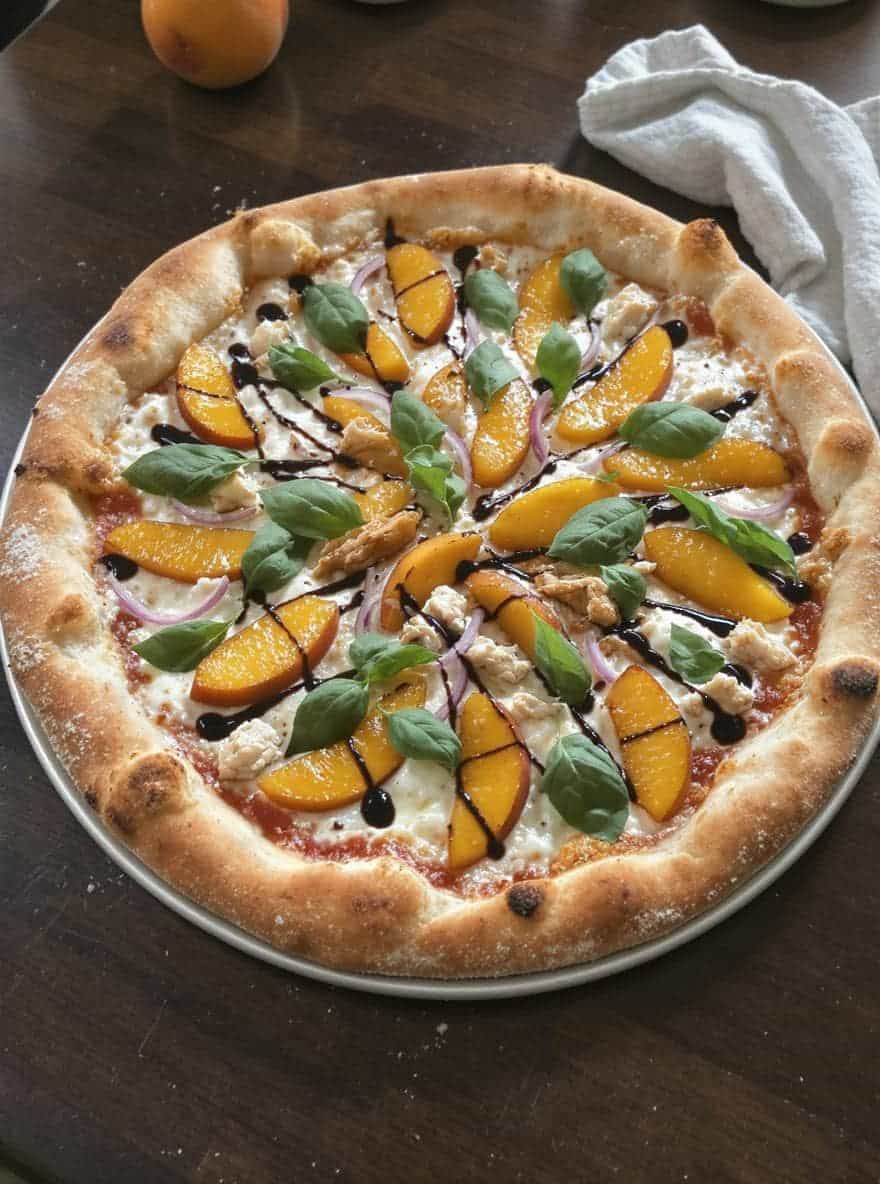Chicken Peach Ricotta Pizza