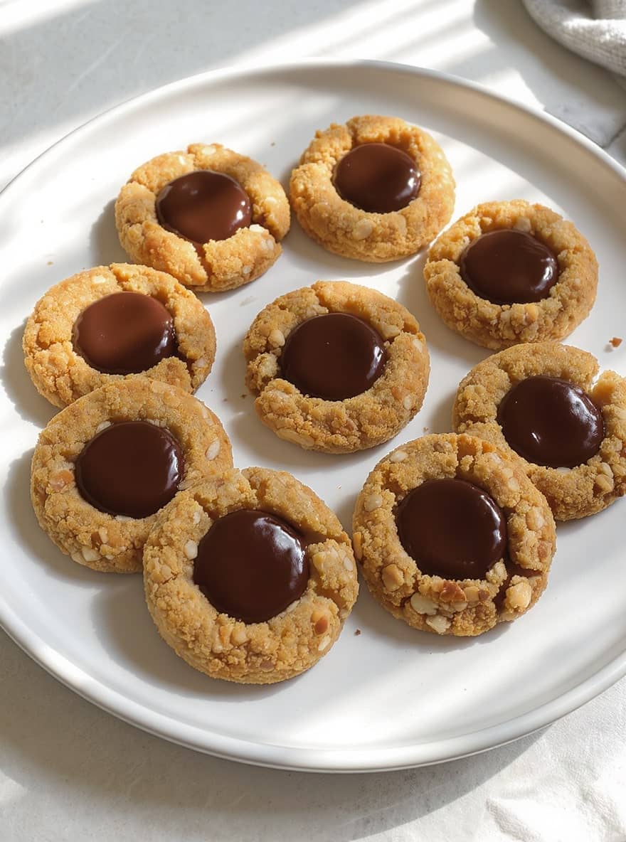 Chocolate Hazelnut Thumbprint Cookies