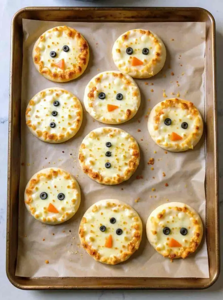 Mini Snowman Pizzas
