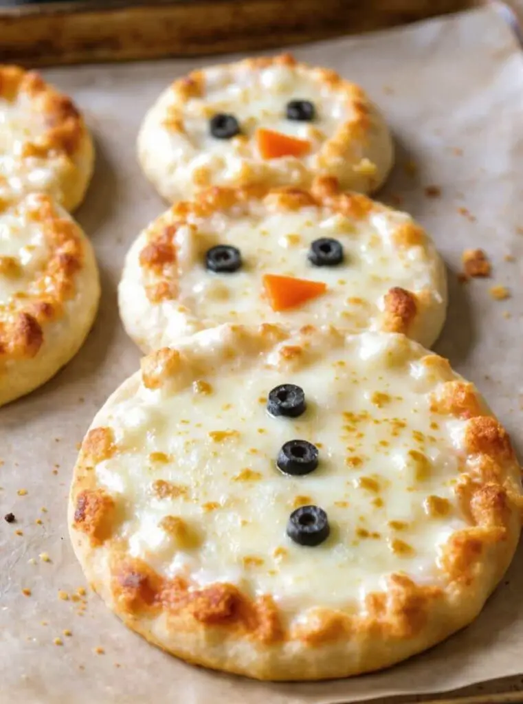 Mini Snowman Pizzas