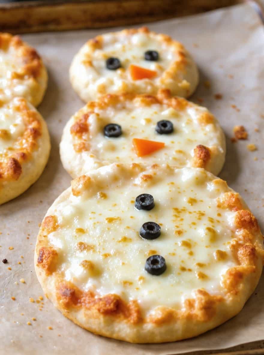 Mini Snowman Pizzas