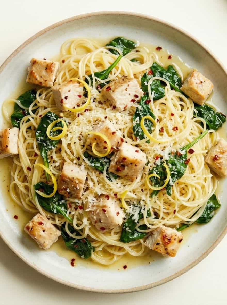 Leftover chicken recipe, 15-Minute Lemon Garlic Pasta