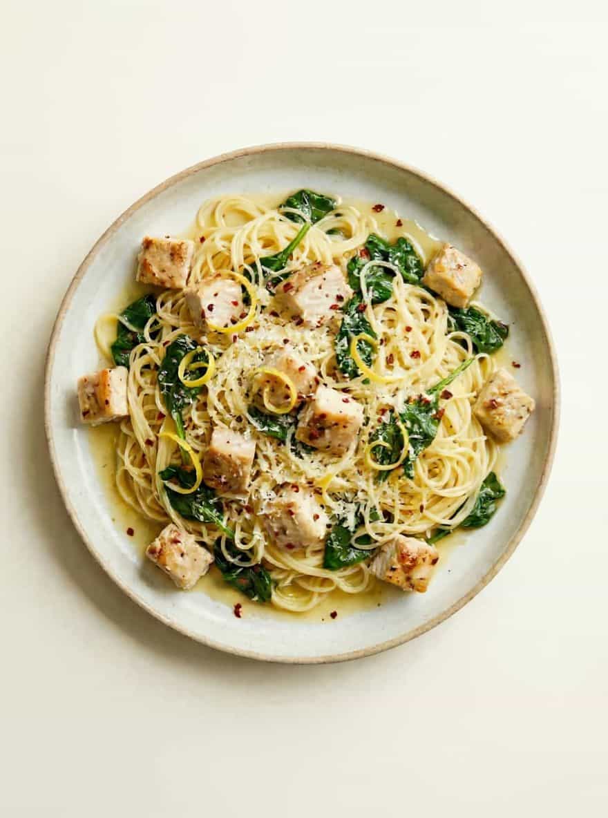 Leftover chicken recipe, 15-Minute Lemon Garlic Pasta