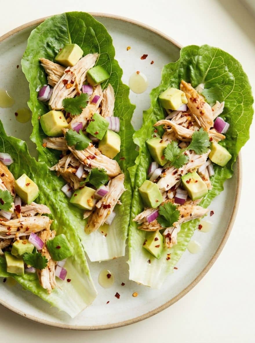 Leftover chicken recipe, Chicken and Avocado Lettuce Cups
