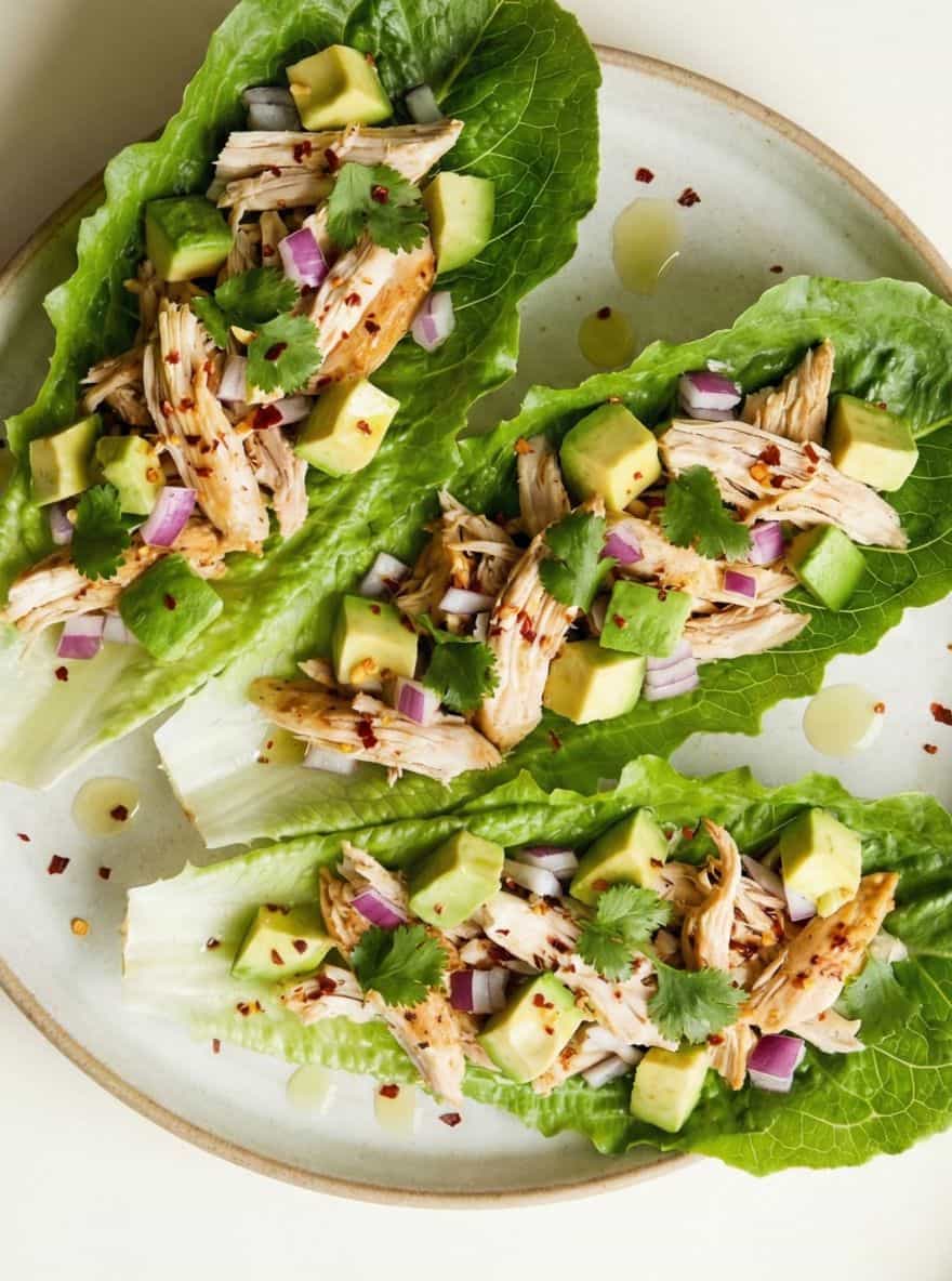 Leftover chicken recipe, Chicken and Avocado Lettuce Cups