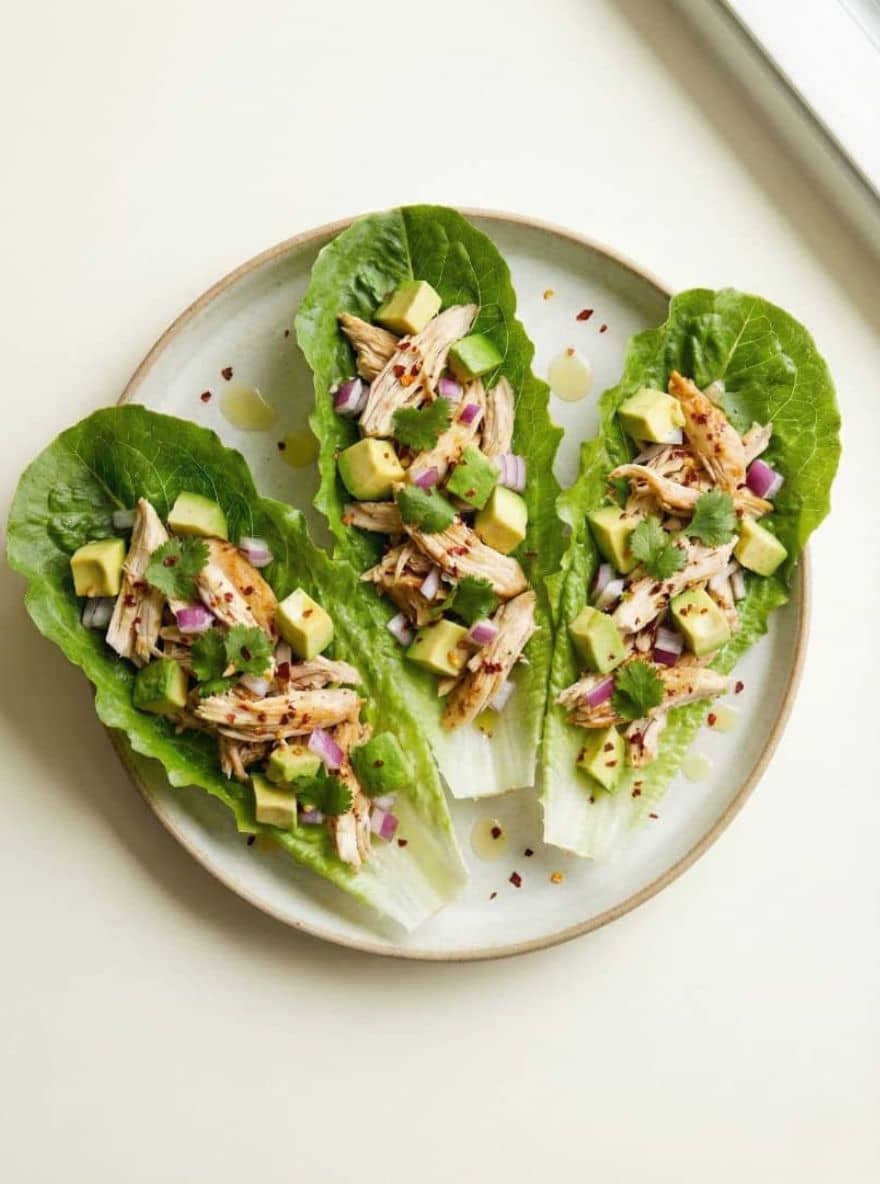 Leftover chicken recipe, Chicken and Avocado Lettuce Cups