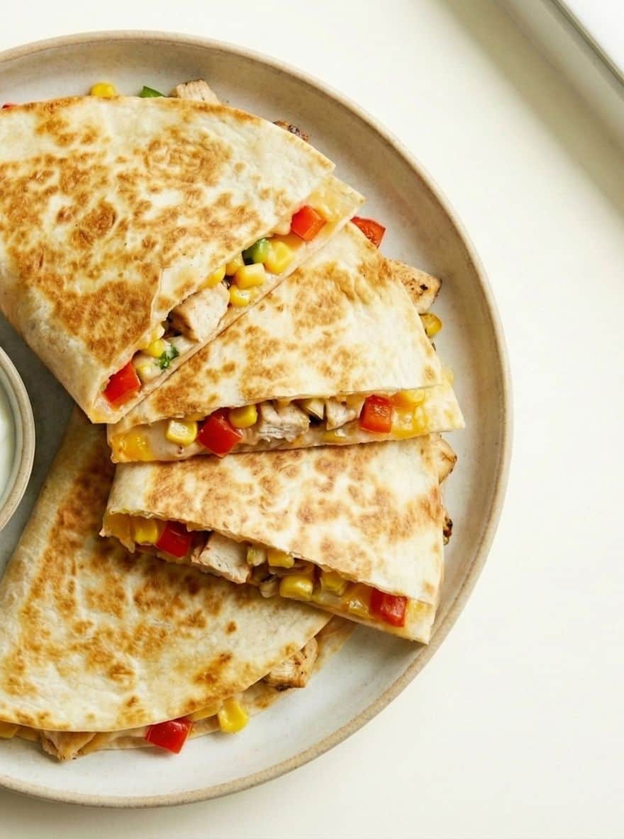 Leftover chicken recipe, Chicken and Veggie Quesadillas