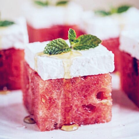 Honey Lime Watermelon Feta Stacks