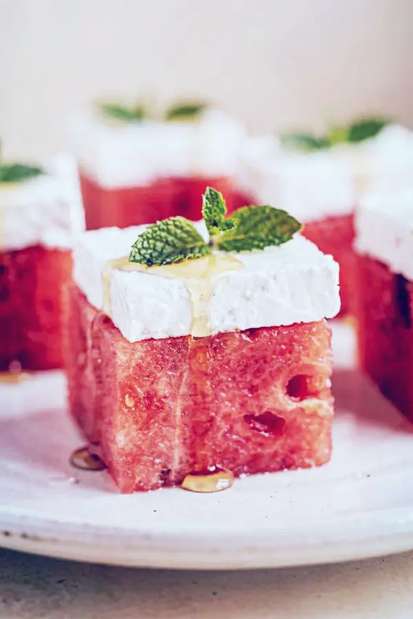 Honey Lime Watermelon Feta Stacks