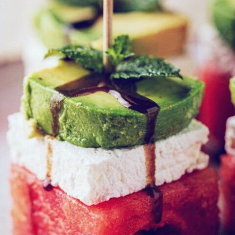 Watermelon Feta Avocado Stacks