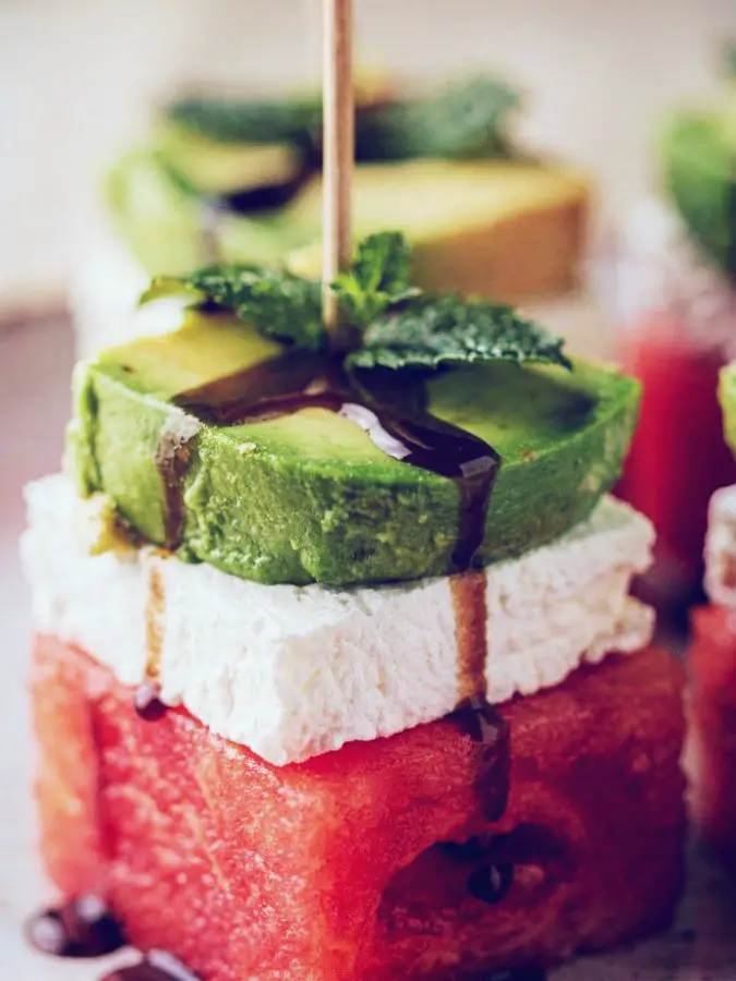 Watermelon Feta Avocado Stacks