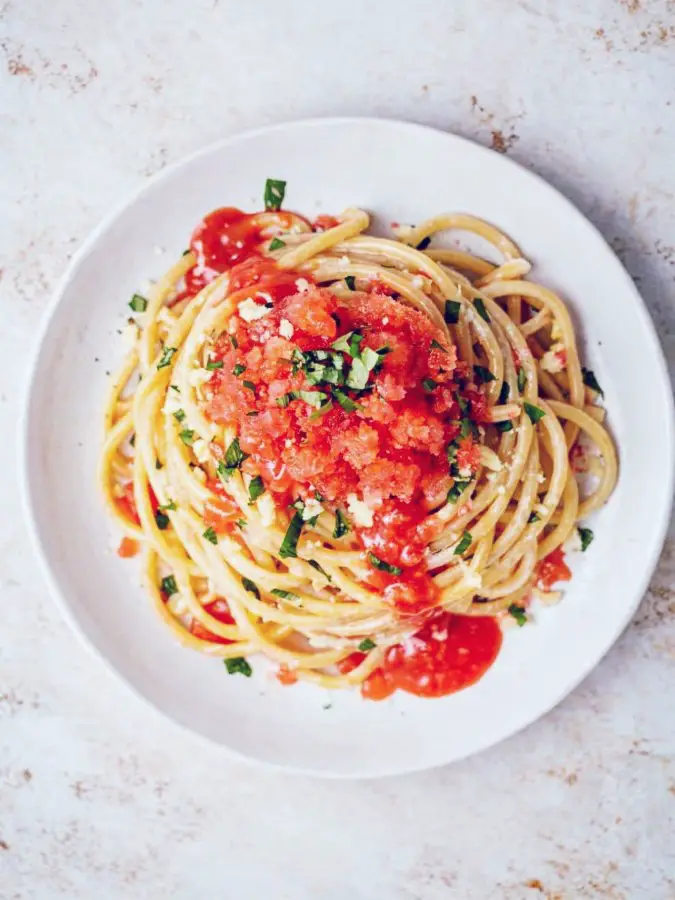 Coconut Lime Tomato Granita Pasta