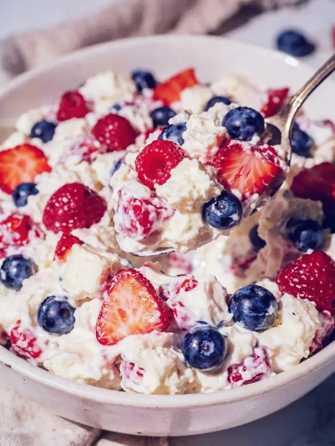 Red White and Blue Cheesecake Salad