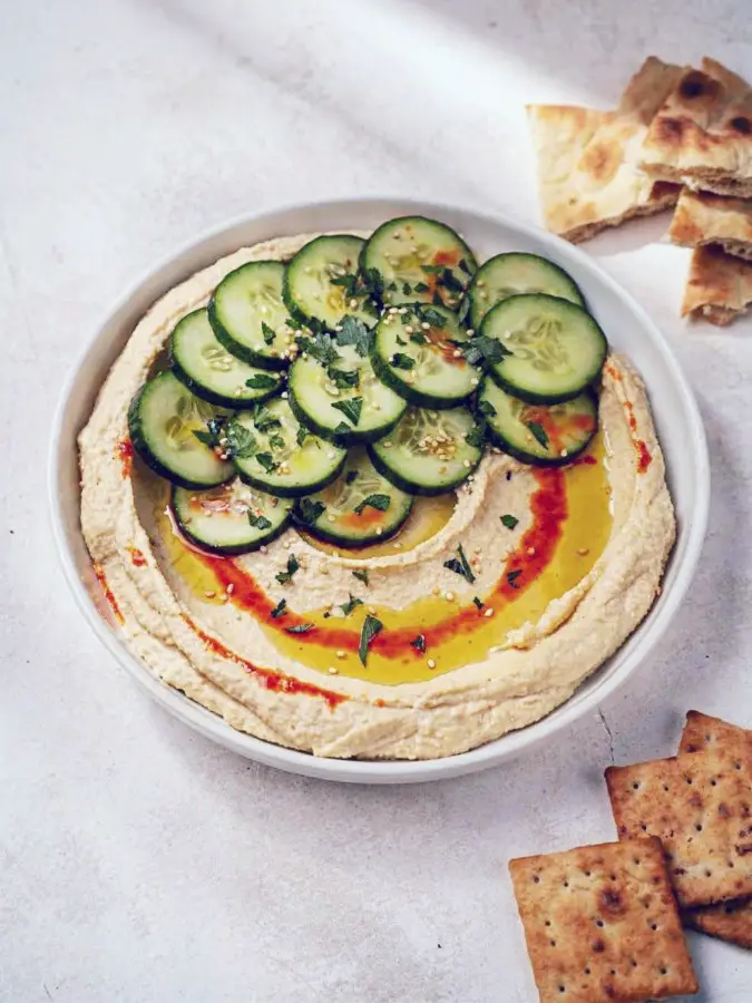 Spicy Cucumber Hummus Bowl