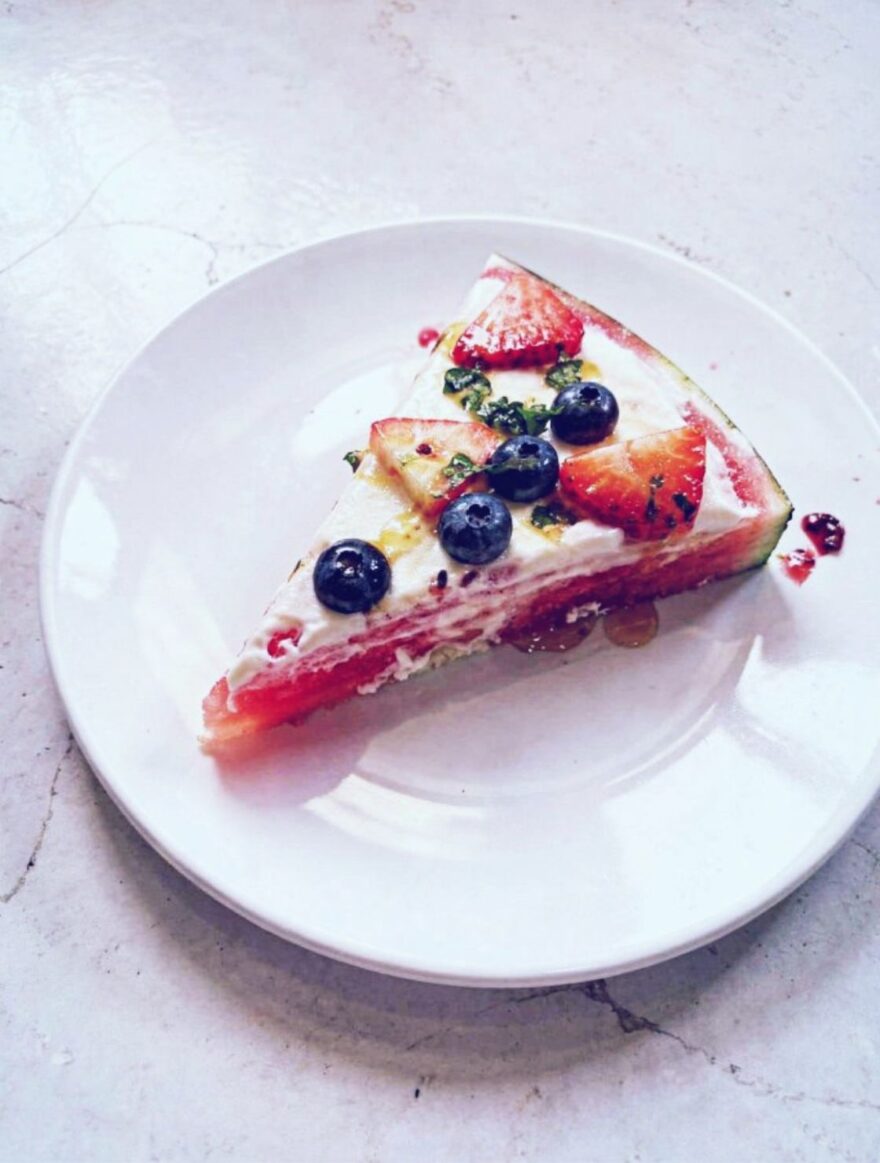 Watermelon Pizza with Yogurt and Berries