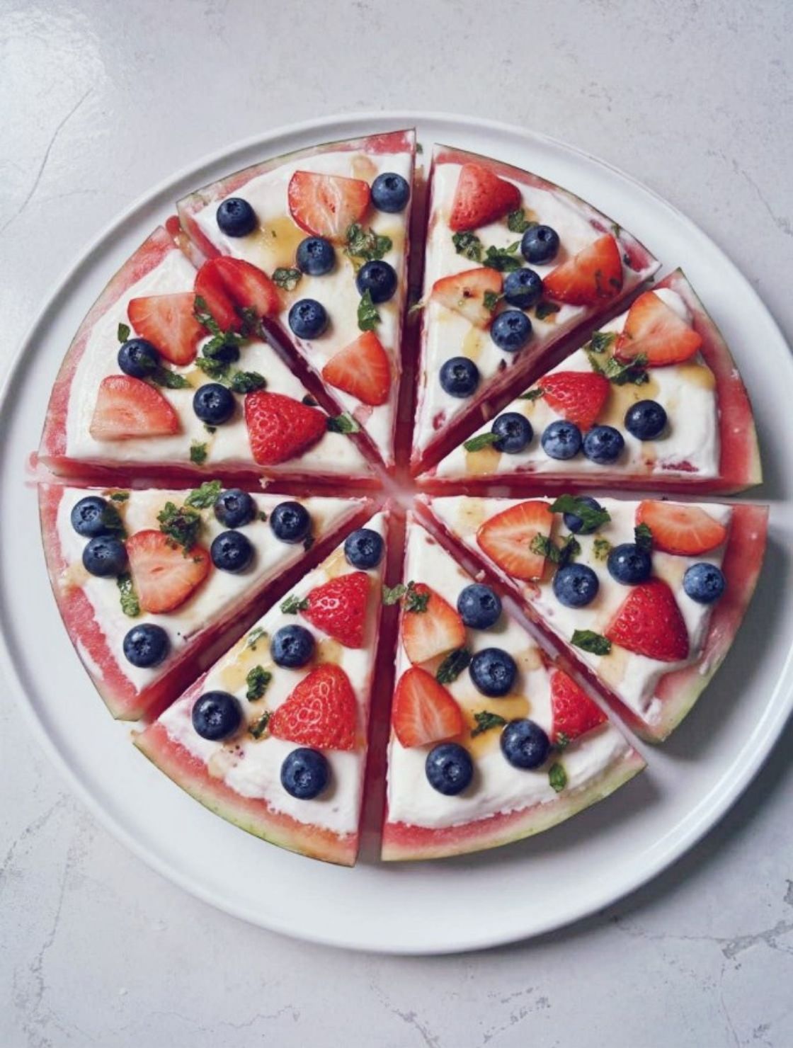 Watermelon Pizza with Yogurt and Berries